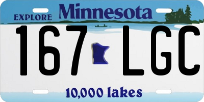 MN license plate 167LGC