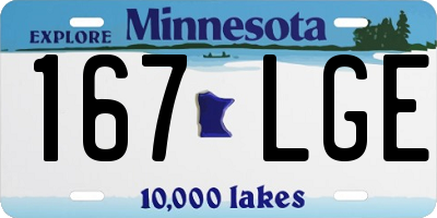MN license plate 167LGE
