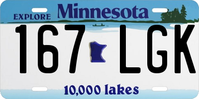 MN license plate 167LGK