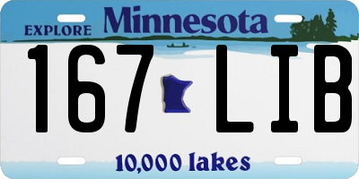 MN license plate 167LIB