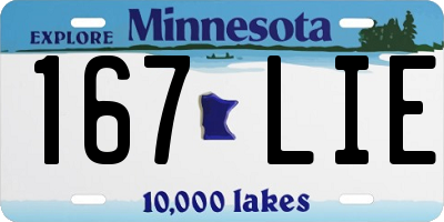 MN license plate 167LIE