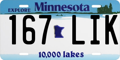 MN license plate 167LIK