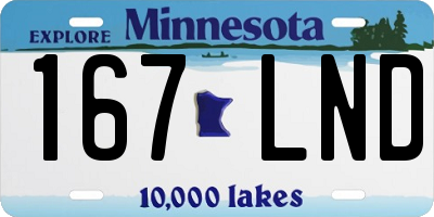 MN license plate 167LND