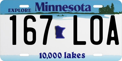 MN license plate 167LOA