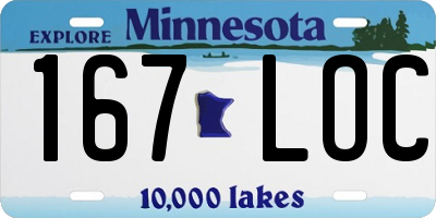 MN license plate 167LOC