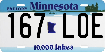 MN license plate 167LOE