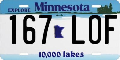 MN license plate 167LOF