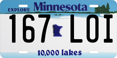 MN license plate 167LOI