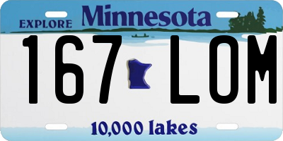MN license plate 167LOM