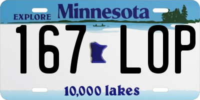 MN license plate 167LOP