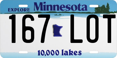 MN license plate 167LOT