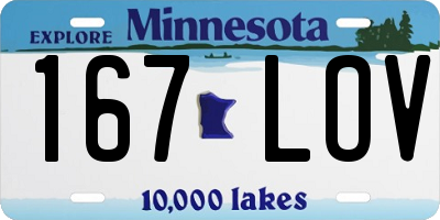 MN license plate 167LOV