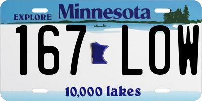 MN license plate 167LOW
