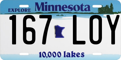 MN license plate 167LOY