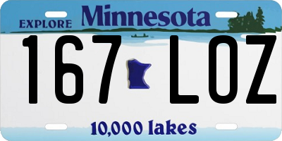 MN license plate 167LOZ