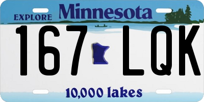 MN license plate 167LQK