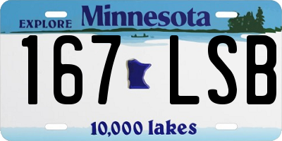 MN license plate 167LSB
