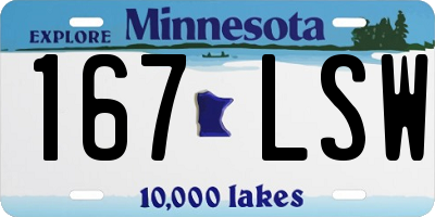 MN license plate 167LSW