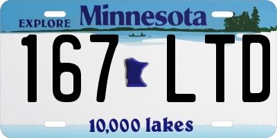 MN license plate 167LTD