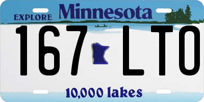 MN license plate 167LTO