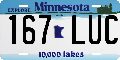MN license plate 167LUC