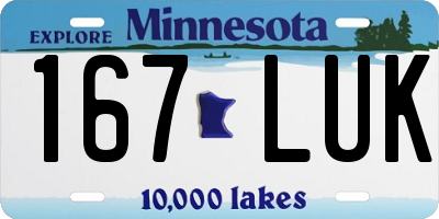 MN license plate 167LUK