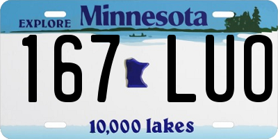 MN license plate 167LUO