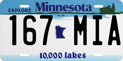 MN license plate 167MIA