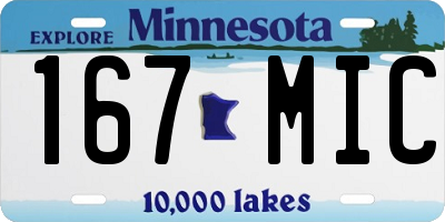 MN license plate 167MIC