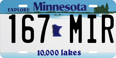 MN license plate 167MIR