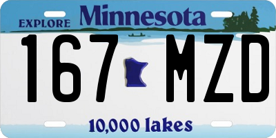 MN license plate 167MZD