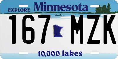 MN license plate 167MZK