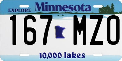 MN license plate 167MZO