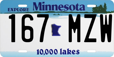 MN license plate 167MZW