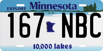 MN license plate 167NBC