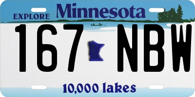 MN license plate 167NBW