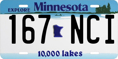 MN license plate 167NCI