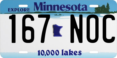 MN license plate 167NOC