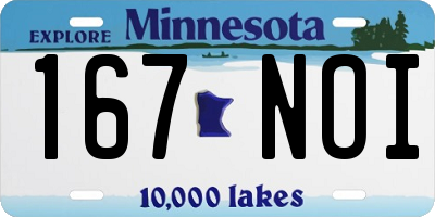 MN license plate 167NOI