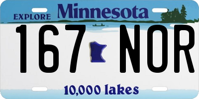 MN license plate 167NOR