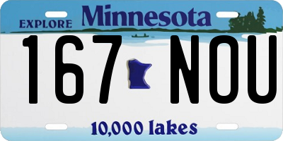 MN license plate 167NOU
