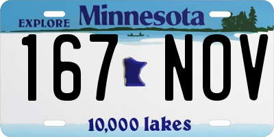 MN license plate 167NOV