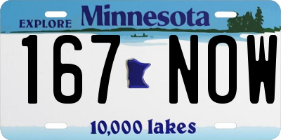 MN license plate 167NOW