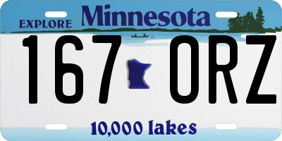 MN license plate 167ORZ