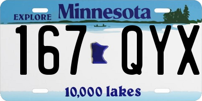MN license plate 167QYX