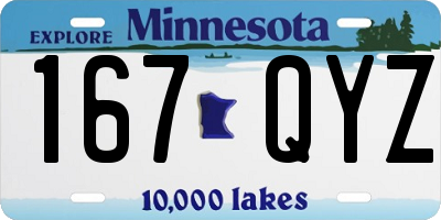 MN license plate 167QYZ