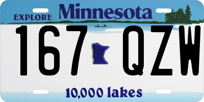 MN license plate 167QZW