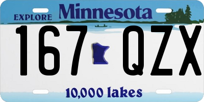 MN license plate 167QZX