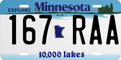 MN license plate 167RAA
