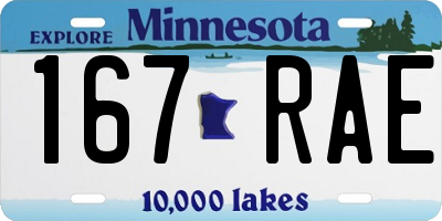 MN license plate 167RAE